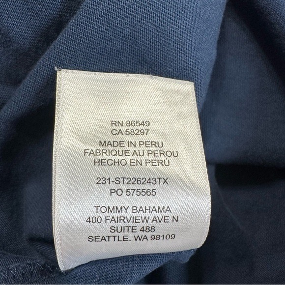Tommy Bahama 100% Cotton Bump and Run Deep Blue Short Sleeve Tee - Picture 10 of 11
